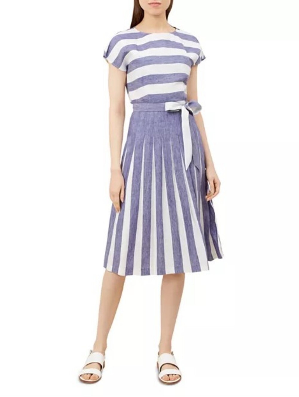 Hobbs London Aria Pleated Stripe Dress